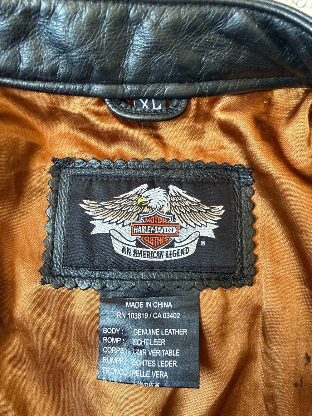 Harley-Davidson Black Leather Bomber Jacket with Brown Lining - Picture 2 of 7